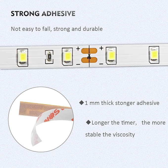 MYPLUS 65.6FT White Strip Lights, Dimmable LED Tape Light 6500K Bright Daylight White, Flexible Under Cabinet Lights with 1200 LEDs and UL Listed Safety Power Supply for Room,Kitchen and décor