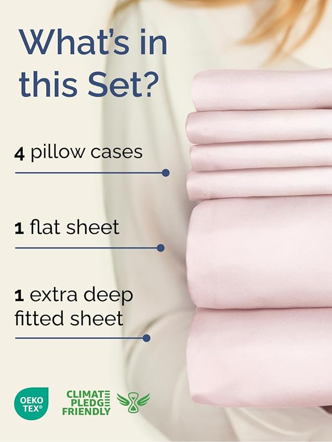 Extra Deep Queen Sheet Set - 6 Piece Breathable and Cooling Sheets - Hotel Luxury Bed Sheets Set - Easy Fit - Soft, Wrinkle Free and Comfy Sheets Set - Lavender Pink Sheet Set with Extra Deep Pockets