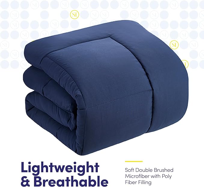 Twin XL Comforter Set with Sheets - 5-Piece Bedding Collection - 1 Comforter, 1 Fitted Sheet, 1 Flat, 2 Pillowcases - Deep Pocket - Soft & Premium Quality - Ideal for All Seasons, Navy Blue