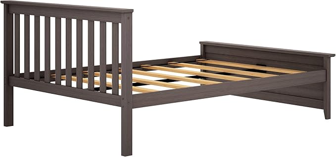 Max & Lily Full Size Bed Frame with Slatted Headboard, Solid Wood Platform Bed for Kids, No Box Spring Needed, Easy Assembly, Clay