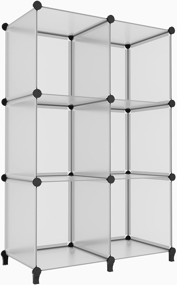 HOMIDEC 6 Light Grey Cube Storage Organizer, Modular Storage Shelf with Hammer, Cube Storage Bin Cabinet Closet Bookshelf for Living Room, Bedroom, Office, Each Cubes Size 11.8 x 11.8 inch