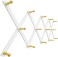 SKOLOO Hat Rack for Wall with 14 Hooks, Solid Wooden, Modern, Expandable Coat Rack Wall Mount for Coats, Hats, Bags, Baseball Caps, Natural on White