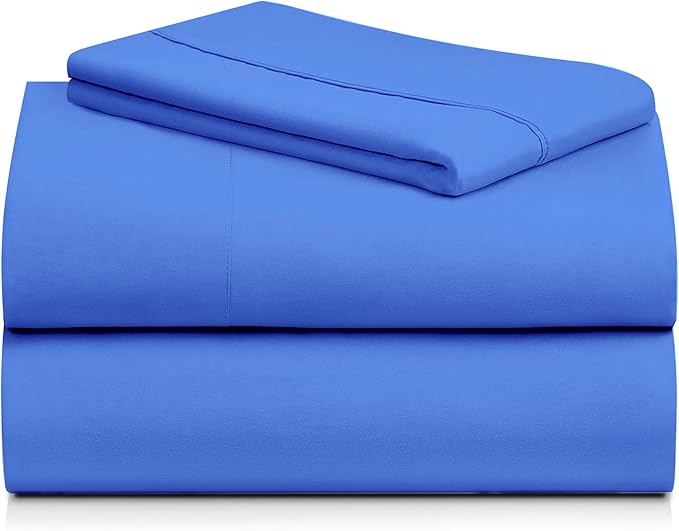 LuxClub 3 PC Sheet Set Bed Sheets Deep Pockets 16" Eco Friendly Wrinkle Free Cooling Machine Washable Hotel Bedding Silky Soft - Marine Blue Twin