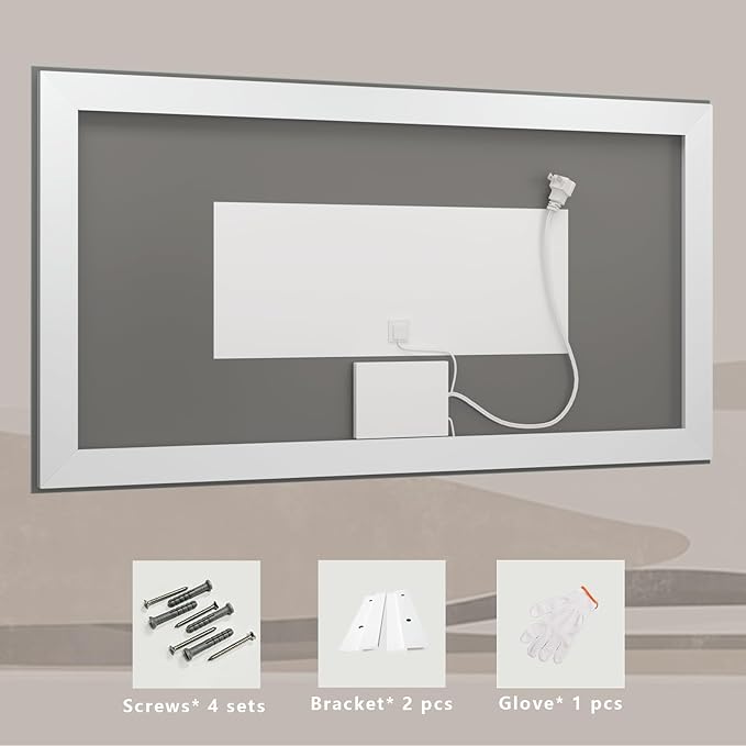 Led Bathroom Mirror 60x36, Large Illuminated Dimmable Vanity Mirror with Lights, Backlit and Front Lighted Makeup Mirror for Wall, Anti-Fog, Shatter-Proof, ETL Listed (Horizontal/Vertical)