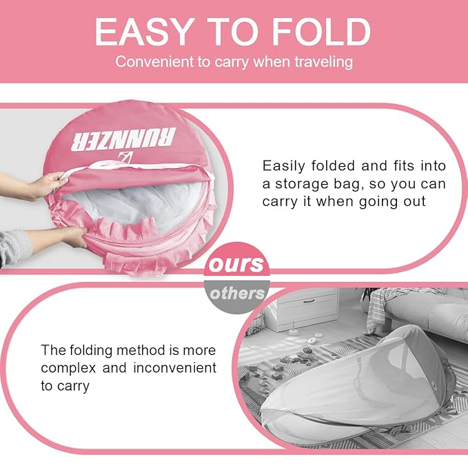 Baby Pop Up Tent Cover Crib,See Through Crib and Nursery Soft Mesh Cover,Net with Viewing Window to Keep Baby in (55.2" L x 27.6" W x 51.6" H)