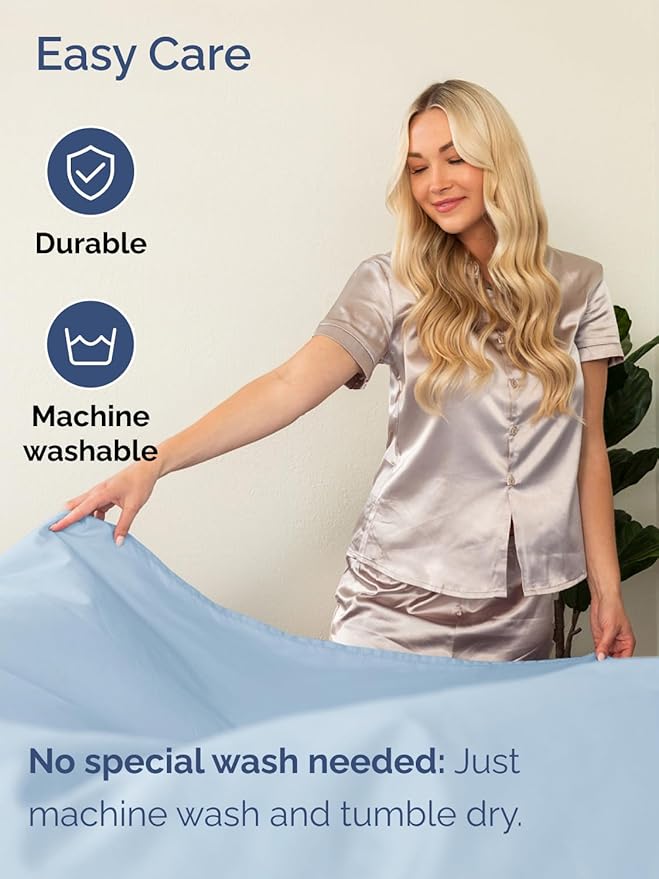 Extra Deep Split King Sheet Set - 7 Piece Breathable and Cooling Sheets - Hotel Luxury Bed Sheets Set - Easy Fit - Soft, Wrinkle Free and Comfy Sheets Set - Sky Blue Sheet Set with Extra Deep Pockets