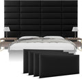 Vänt Upholstered Wall Panels - King/Cal King Size Wall Mounted Headboards - Vintage Leather Jet Black - Twin/King - Set of 4 Panels (Each Individual Panel 39"x11.5")