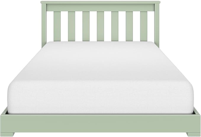 Max & Lily Classic Twin Floor Bed, 79.75 Inches, Solid Wood Low Bed Frame for Kids, Modern Floor Bed for Bedroom, Sage Green