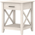 Bush Home End Table with Drawer, Nightstand with Storage, Living Room and Bedroom Furniture, Key West Collection, Linen White Oak