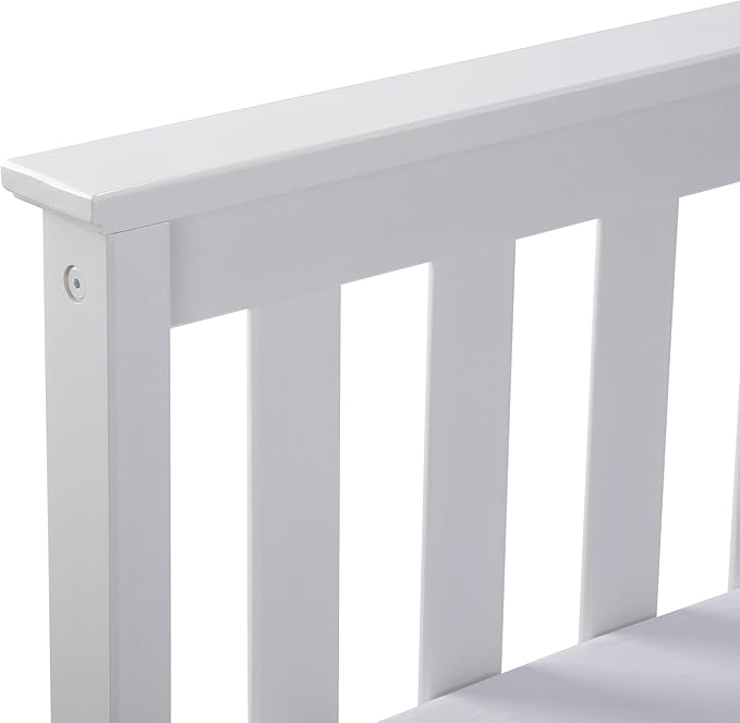 Plank+Beam Solid Wood Queen Bed Frame, Platform Bed with Headboard, White
