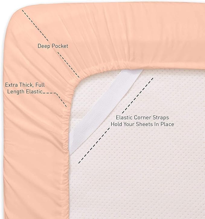 Sweet Home Collection 6 Piece Bed Sheet Set, RV Short Queen, Peach