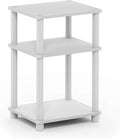 Furinno JUST Side Table, 3-Tier End Table, Open Shelves Night Stand, Bedside Table, Toolless Assembly, for Living Room, Bedroom, Bathroom, White(Espresso)