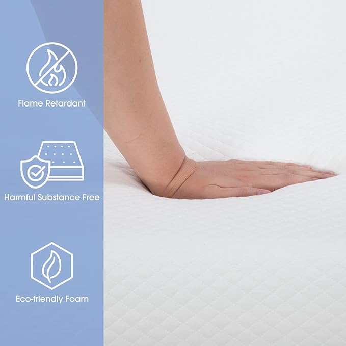 BestMassage | 6 Inch Full Mattress | Gel Memory Foam | Medium Firm Feel | White | Bed in a Box, CertiPUR-US Certified | Pressure Relief, Cooling Ventilated Foam | Breathable Knit Cover