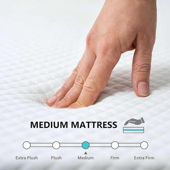 BestMassage | 6 Inch Twin XL Mattress | Gel Memory Foam | Medium Firm Feel | White | Bed in a Box, CertiPUR-US Certified | Pressure Relief, Cooling Ventilated Foam | Breathable Knit Cover
