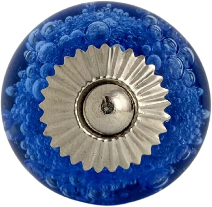 Perilla Home Set of 6 Crystal Bubble Glass Knob for Kitchen Cabinets - Crystal Glass Handles and Pull Knob for Dresser Drawer | Living Room | Kitchen | Bathroom | Closet Cupboard Furniture