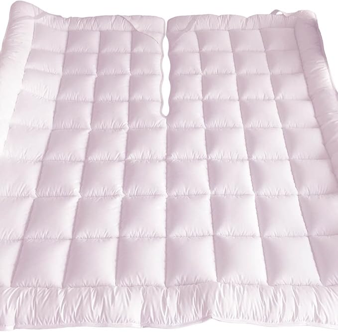 Royal Hotel Bedding Mattress Topper, Top-Split California King, 2 Inches Hypoallergenic Overfilled Down Alternative Anchor Bands Mattress Topper