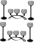 Crystal Tealight Candle Holder Centerpiece Home Decorative Candlestick Holder Elegant Table Centerpiece Home Decor Wedding Party Anniversary (Black, Set of 6)