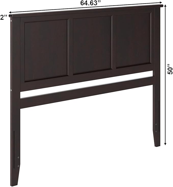 AFI, Madison Queen Solid Wood Panel Headboard with Attachable Charger, Espresso