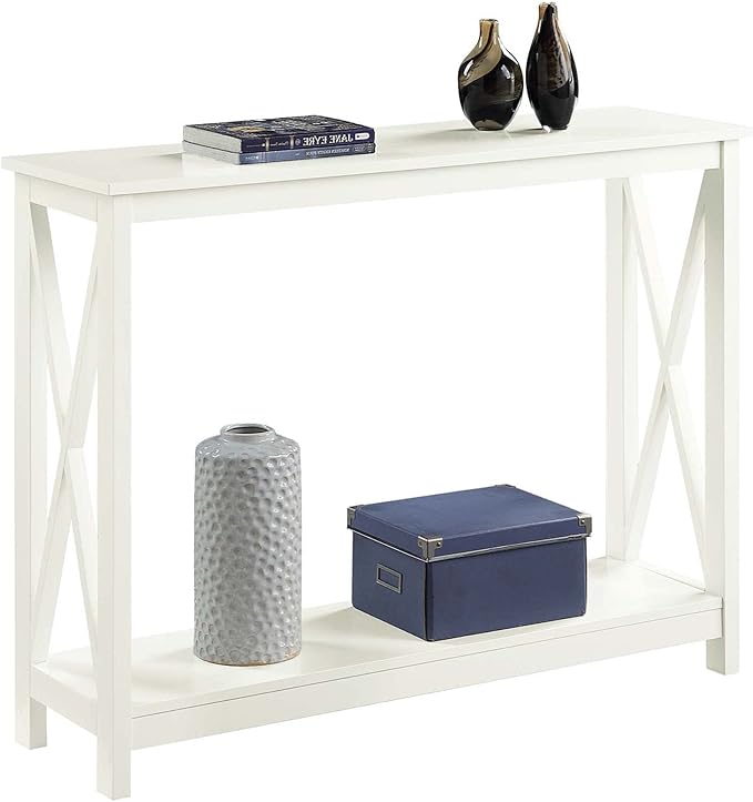Convenience Concepts Oxford Console Table 39.5" - Sofa Table with Storage Shelf, Transitional Entryway Hall Table for Living Room and Bedroom, Display Foyer Table, Ivory