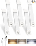 EZVALO 6-Pack Under Cabinet Lighting, 7.8" Wireless Closet Lights, 30 LED Rechargeable Motion Sensor Light, Dimmable, 3 Color Temperatures, Counter Lights for Kitchen, Pantry, Bedroom, Wardrobe