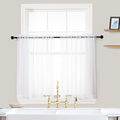OVZME White Sheer Curtains 36 Inch Length Kitchen Tiers Short Voile Drapes Solid Sheers Cafe Curtain for Bathroom Small Half Window 2 Panels Set, Rod Pocket, 42" W x 36" L