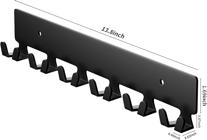 GTK Key Holder for Wall, Key Hooks with 12 Hooks, Wall Mounted Key Holder for Hallway, Self Adhesive Key Rack(Black)