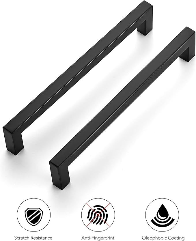 Ravinte 5 Pack 7-1/2 Inch Square Cabinet Handles - Matte Black Pulls for Kitchen Drawers and Cabinets - Hardware for Cupboards