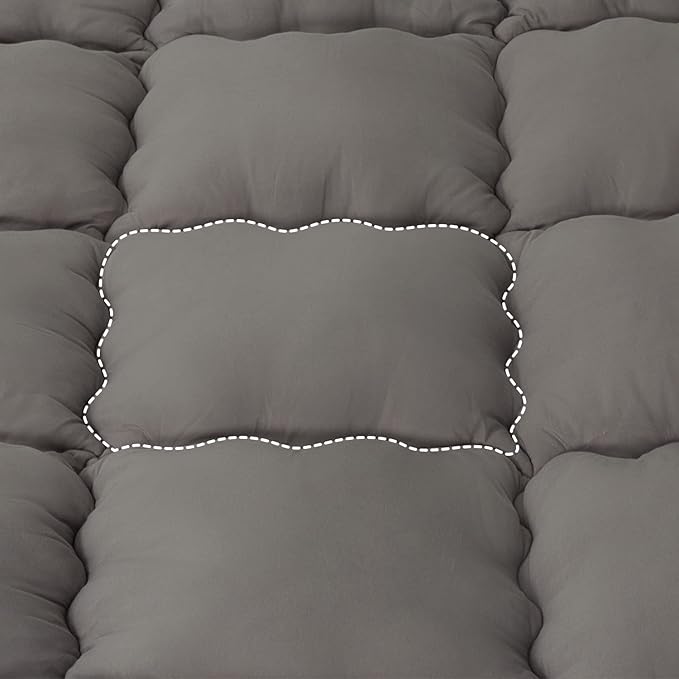 Marine Moon Mattress Topper King Cooling Bed Topper, Extra Thick Soft Mattress Pad Cover, Plush Hotel Quality Down Alternative Pillow Top Mattress Topper for Back Pain Relief with Deep Pocket, Grey