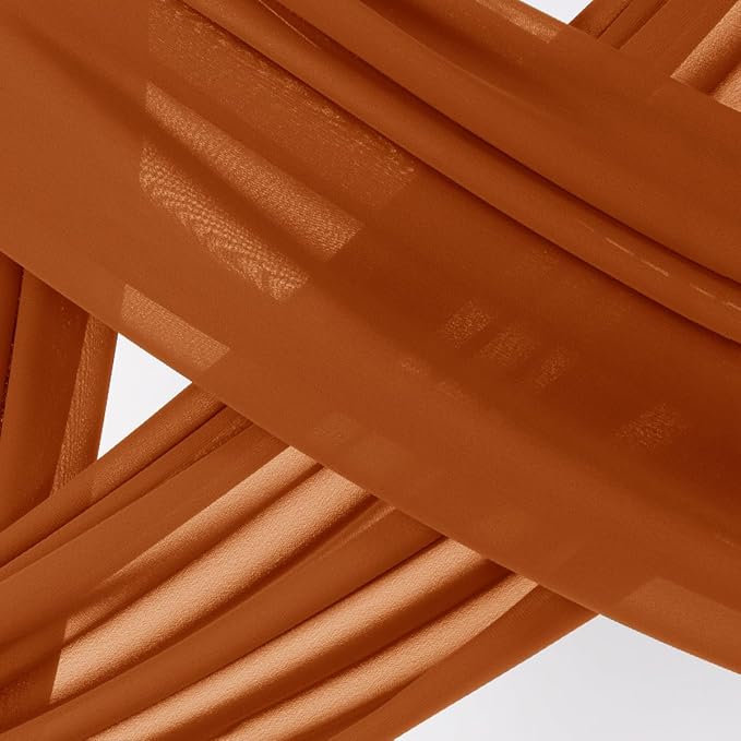 Socomi Wedding Arch Draping Fabric 3 Panels 29" x 19Ft Terracotta Sheer Chiffon Curtain Drapes 6 Yards for Wedding Ceremony Birthday Party Decoration