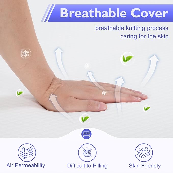 BestMassage | 10 Inch Twin XL Mattress | Gel Memory Foam | Medium Firm Feel | White | Bed in a Box, CertiPUR-US Certified | Pressure Relief, Cooling Ventilated Foam | Breathable Knit Cover