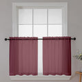 Chyhomenyc Sheer Tier Curtains 24 Inch Length, Small Cute Window Curtains Treatment for Bathroom Living Room Cafe Basement, Short Voile Curtain Tiers 42in x 24in, Rod Pocket, 2 PCS,Burgundy