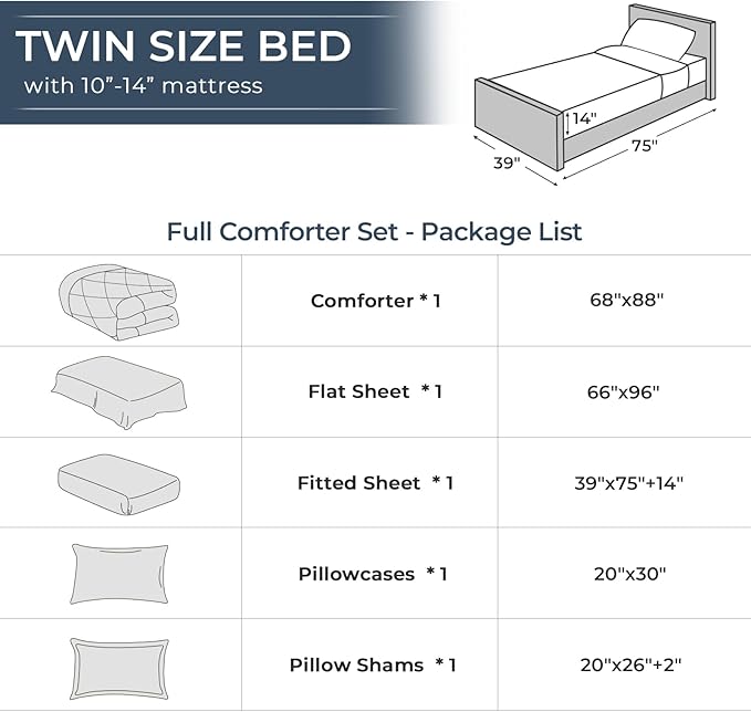 HEVUMYI Purple Twin Comforter Set - 5-Piece All Season Bed in a Bag Twin, Ultra Soft Bedding Set with Comforter, Flat Sheet, Fitted Sheet, Pillowcases, Pillow Shams