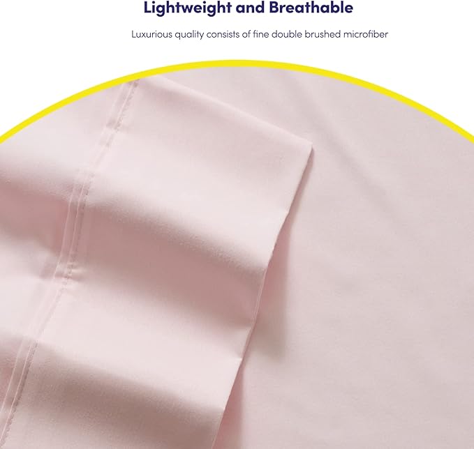 Twin XL Size Bed Sheets - 4 Piece 1500 Supreme Collection Fine Brushed Microfiber Deep Pocket Twin X-Large Sheet Set Bedding - 1 EXTRA PILLOW CASES, GREAT VALUE, Twin XL, Pale Pink