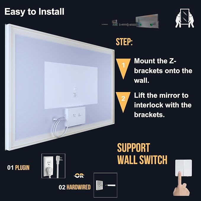 LED Bathroom Mirror 24"x 32",Front Lit and Backlit LED Mirror,Vanity Mirror with Lights Stepless Dmable,Aimnti-Fog, Shatter-Proof, Memory,3 Color LED Wall Mirror (Horizontal/Vertical)