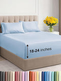 Extra Deep Twin Sheet Set - 4 Piece Breathable & Cooling Sheets - Hotel Luxury Bed Sheets Set - Easy & Secure Fit - Soft, Wrinkle Free & Comfy Sheets Set - Sky Blue Sheet Set with Extra Deep Pockets
