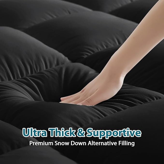 CYMULA Twin XL Mattress Topper - Soft Cooling Mattress Pad for College Dorm Room Essentials - Extra Thick Long Protector Cover for Back Pain, Single Bed Topper Pillow Top with 8''-21'' Deep Pocket