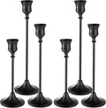 Black Candlestick Holders, Taper Candle Holders, Set of 6 Matte Black Candle Holder Set, Vintage Table Centerpiece for Wedding Christmas Holiday