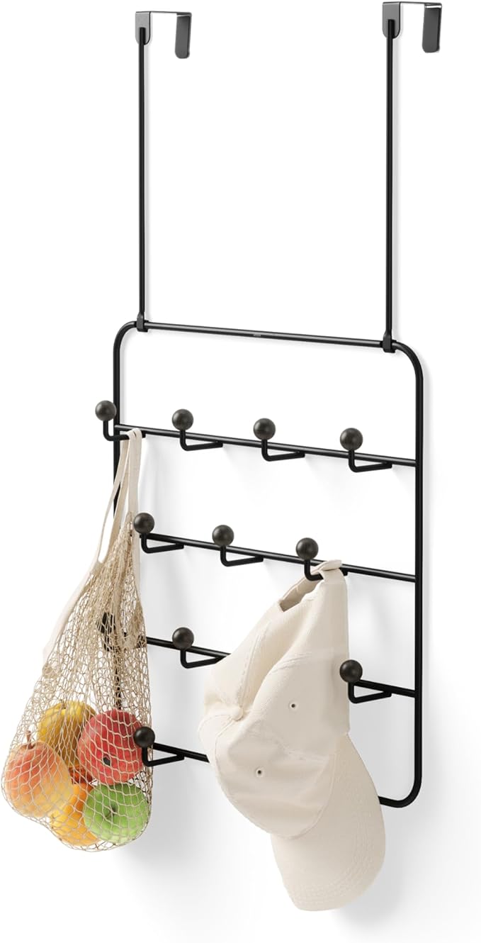 Umbra Estique Multi Over The Door Organizer Hooks, Black/Walnut Large