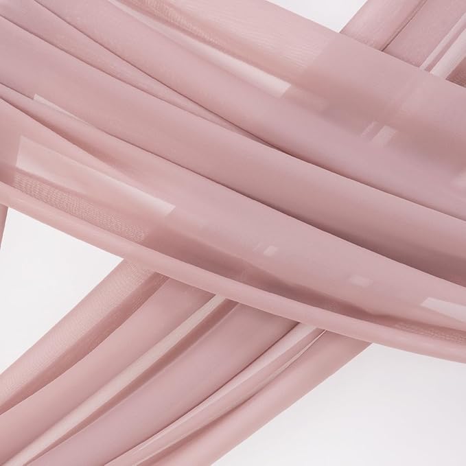 Socomi Wedding Arch Draping Fabric 1 Panel 29" x 19Ft Dusty Rose Sheer Chiffon Curtain Drapes 6 Yards for Wedding Ceremony Birthday Party Decoration