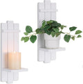 White Wall Candle Holders - Decorative Candles Sconces for Wall Decor Boho Floating Shelf Rustic Wooden Decor for Bedroom Bathroom