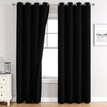 ChrisDowa 100% Blackout Curtains 108 inch Long for Bedroom with Black Liner, 2 Thick Layers Total Blackout Thermal Insulated Grommet Window Curtains 2 Panels Set (Black, 52 x 108 Inch)