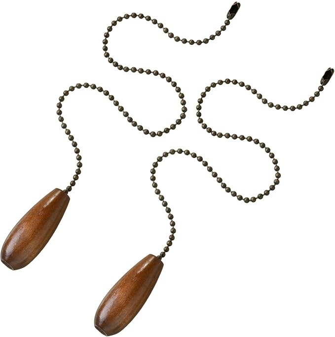 8 Pieces Ceiling Fan Pull Chains Extender Wooden Pendant Pull Chain Extension for Ceiling Light Lamp Fan(Walnut Color)