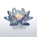 Crystal Lotus Flower Tealight Candle Holders/Glass Tea Light Candlestick Decor Decoration for Christmas Home Wedding Party… (Blue 1pc)