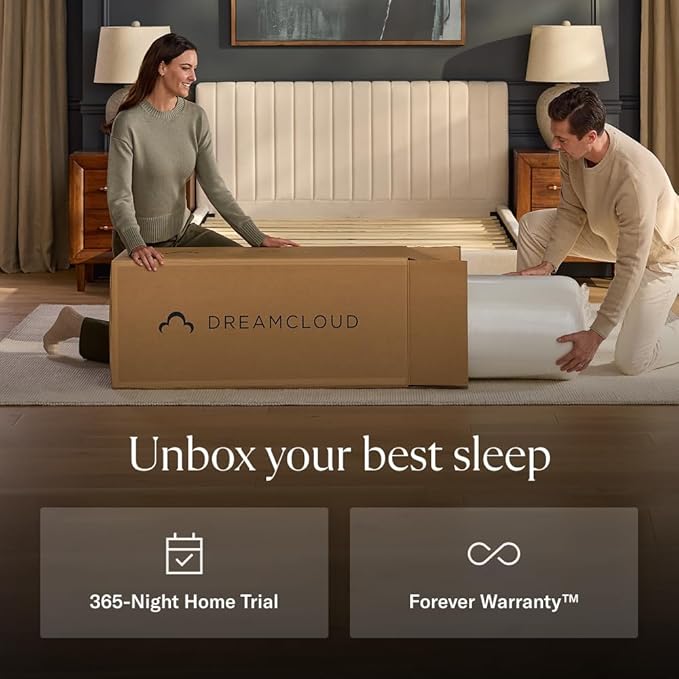 DreamCloud Ultra 15" King Mattress - Luxury Hybrid Gel Memory Foam - 365 Night Trial - Fiberglass Free - Forever Warranty - Mattress in a Box - CertiPUR-US® Certified