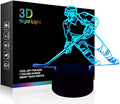Hockey Player 3D Lamp Night Lights for Kids 7 LED Color Changing Touch Table Desk Lamps Lighting Cool Toys Gifts Birthday Xmas Decoration for Sports Hockey Fan