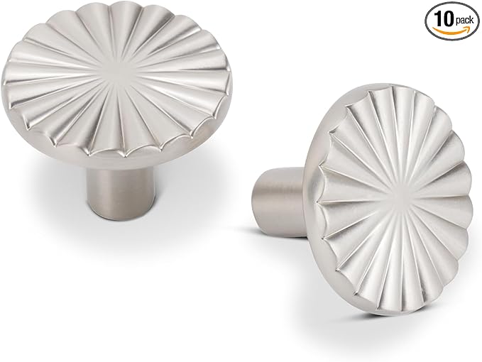 10 Pack Kitchen Cabinet Knobs Round Sunflower Dresser Knob Modern Drawer Hardware Cupboard Handles Furniture Knob for Bathroom Single Hole Knobs for Wardrobe Nickel TYH-BN-K10