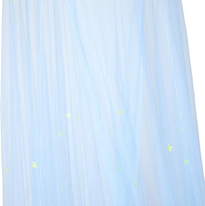 BCBYou Baby Canopy Mosquito Net with Fluorescent Stars, Glow in Dark for Kids, Adults & Full Size Bed (Light Blue)