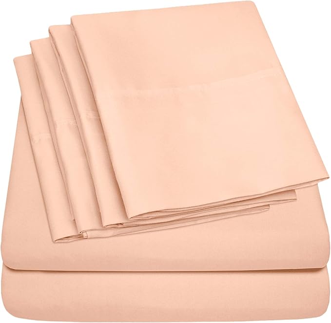 Sweet Home Collection 6 Piece Bed Sheet Set, RV Short Queen, Peach