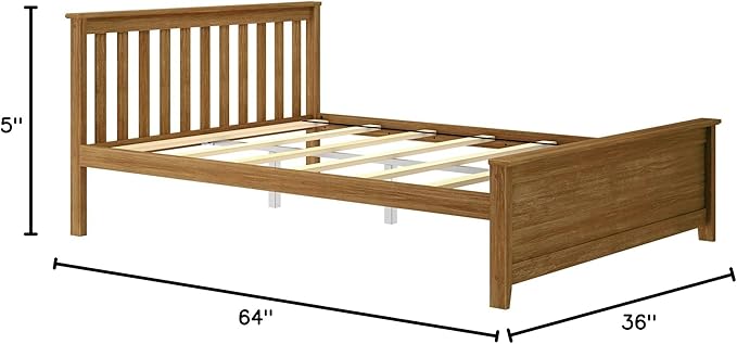Plank+Beam Solid Wood Queen Bed Frame, Platform Bed with Headboard, Pecan