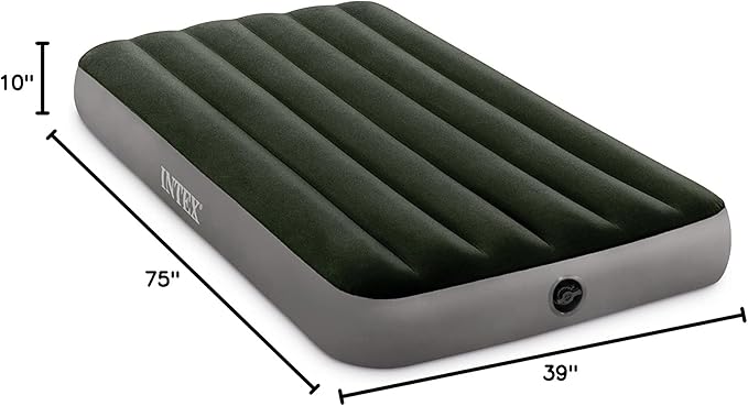 Intex 64107E Dura-Beam Standard Prestige Air Mattress: Fiber-Tech - Twin Size - 10in Bed Height - 300lb Weight Capacity - Pump Sold Separately